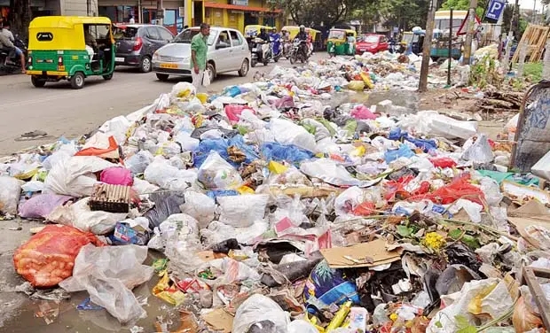 Plastic waste dumped after Diwali in Bangalore city