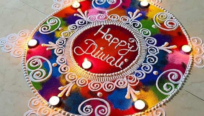 A Rangoli design made of colors containing chemicals during Diwali