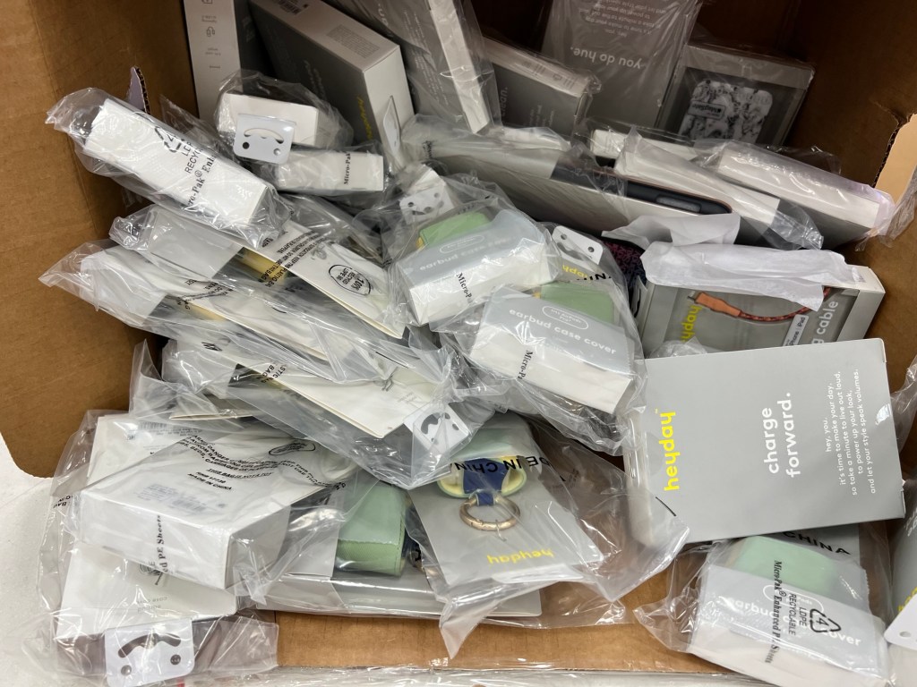 Items individually wrapped with plastic